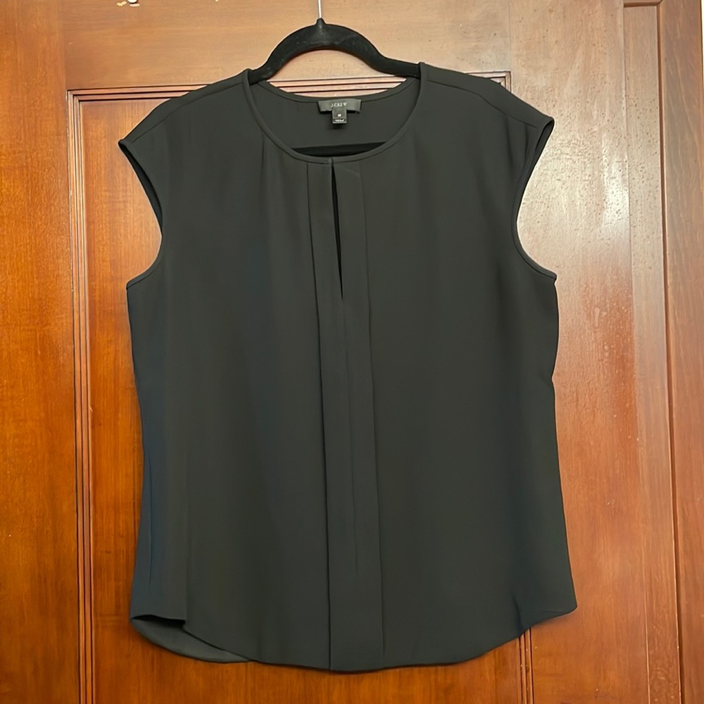 EUC J.Crew Black Cap Sleeve Blouse Size 10